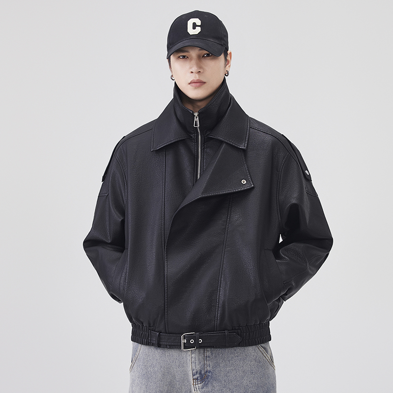 Streetwear Brand Clothing - الخريف الشتاء سترة جلدية الرجال الشارع